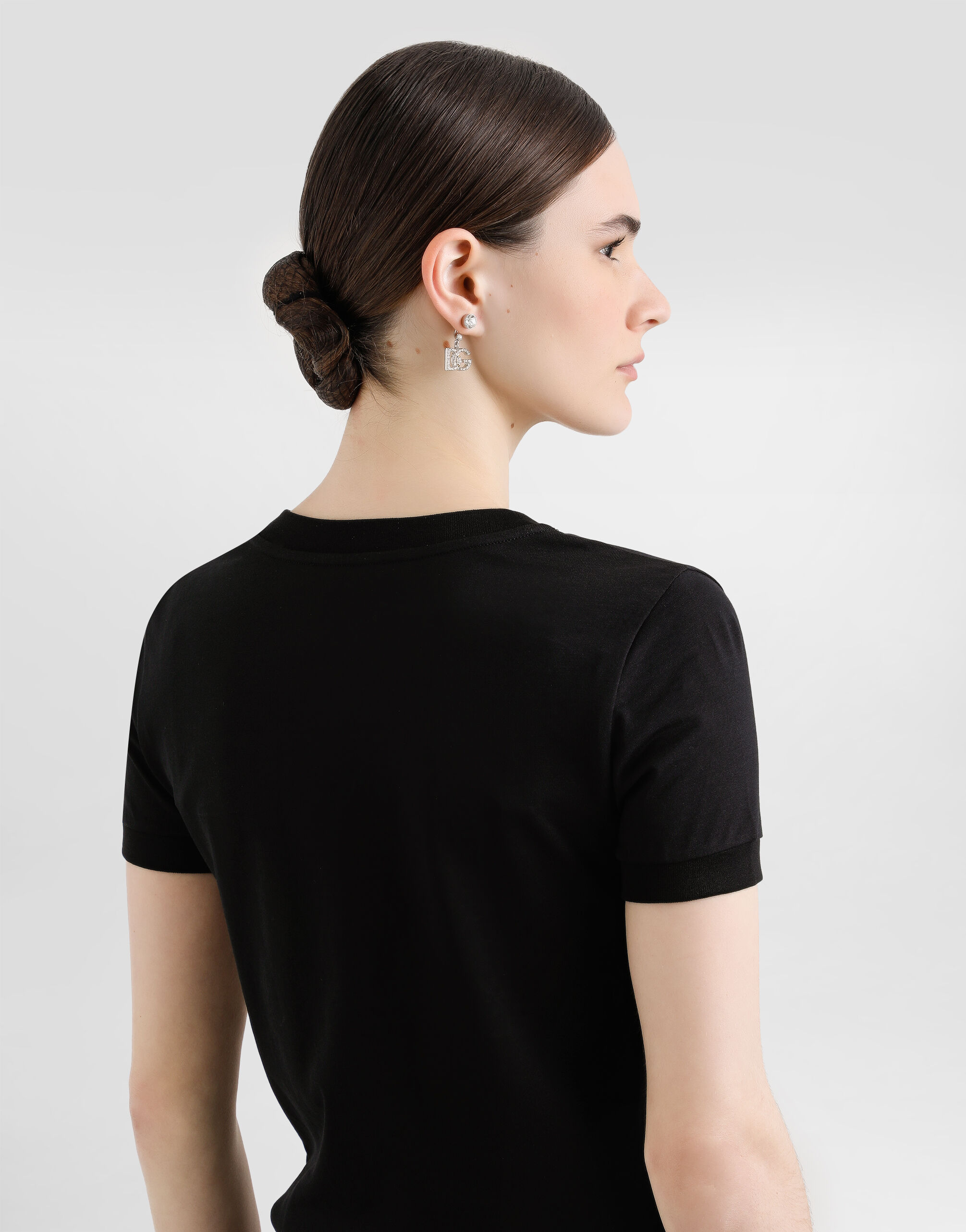 Dolce & Gabbana 黒 Tシャツ Cotton T-shirt with logo embroidery in Black for Men