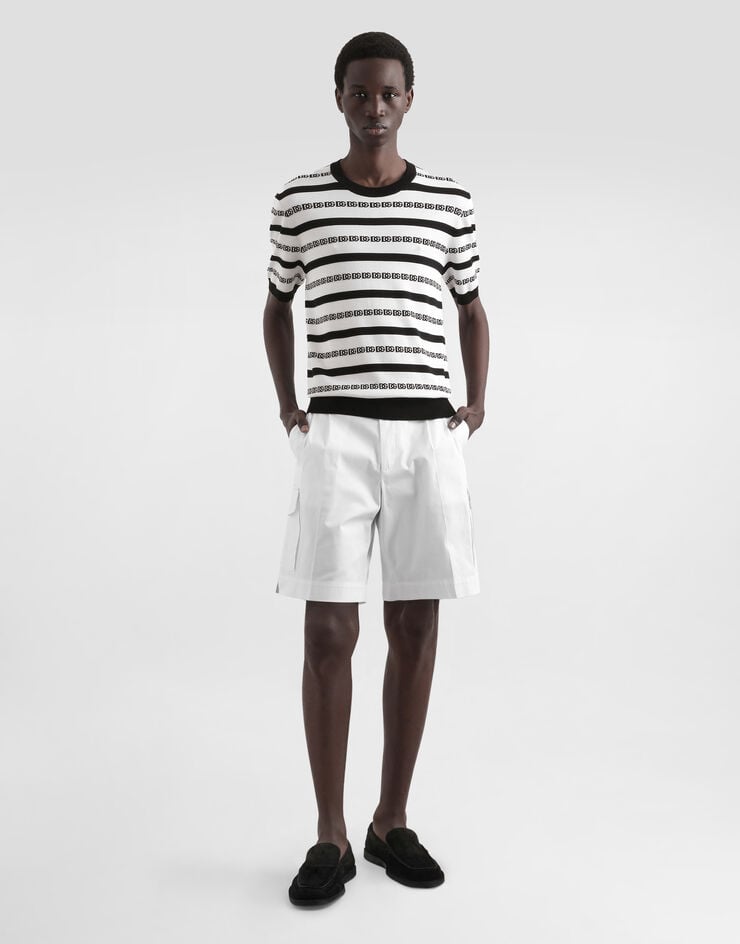 Dolce & Gabbana Rundhalspullover aus Seide mit Logo Mehrfarbig GXX03TJBSN5