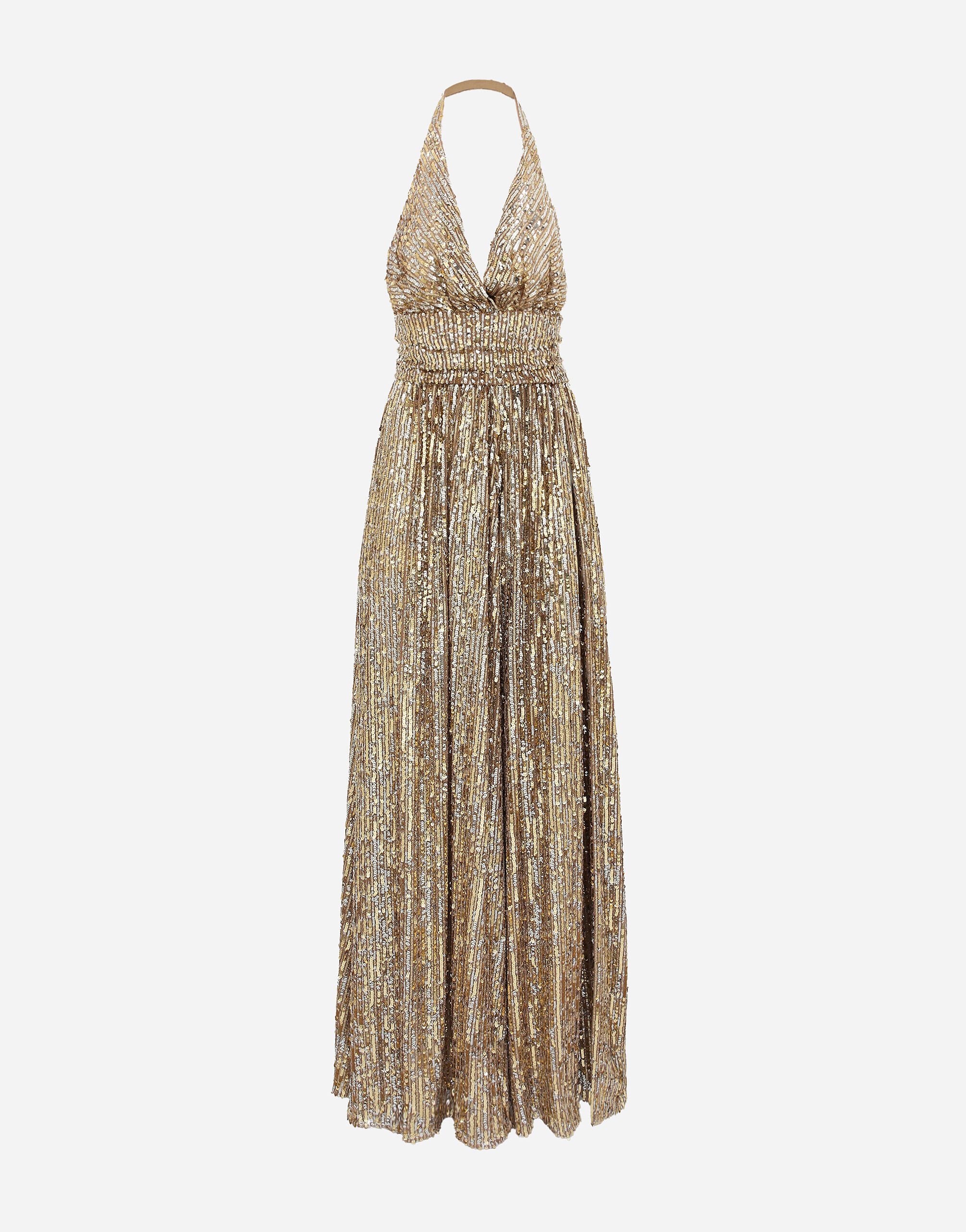 激安価格の sequined Long dress Women for Gold in slit with ワンピース