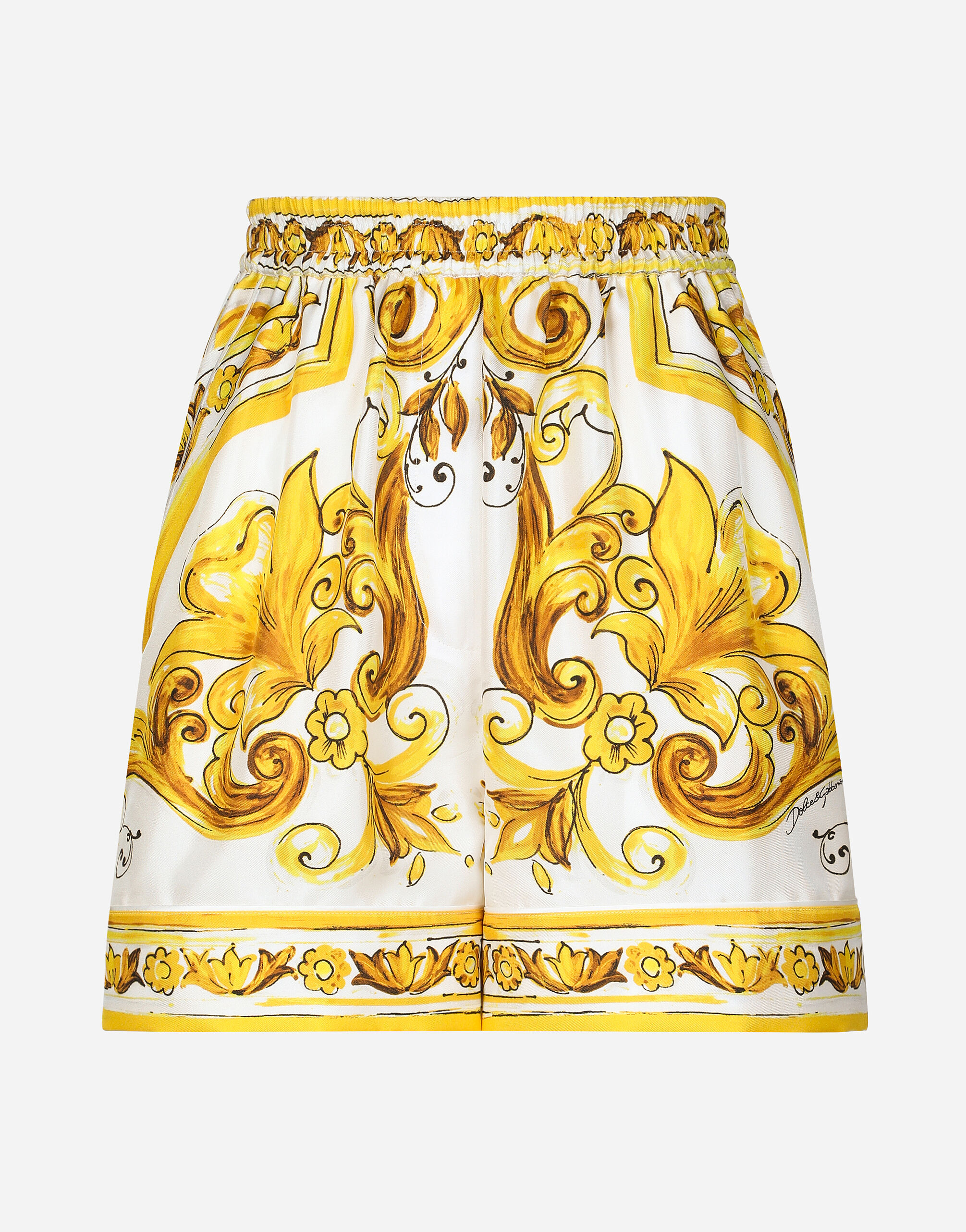 Dolce & Gabbana Silk twill shorts with majolica print Print F6ADLTHH5A0
