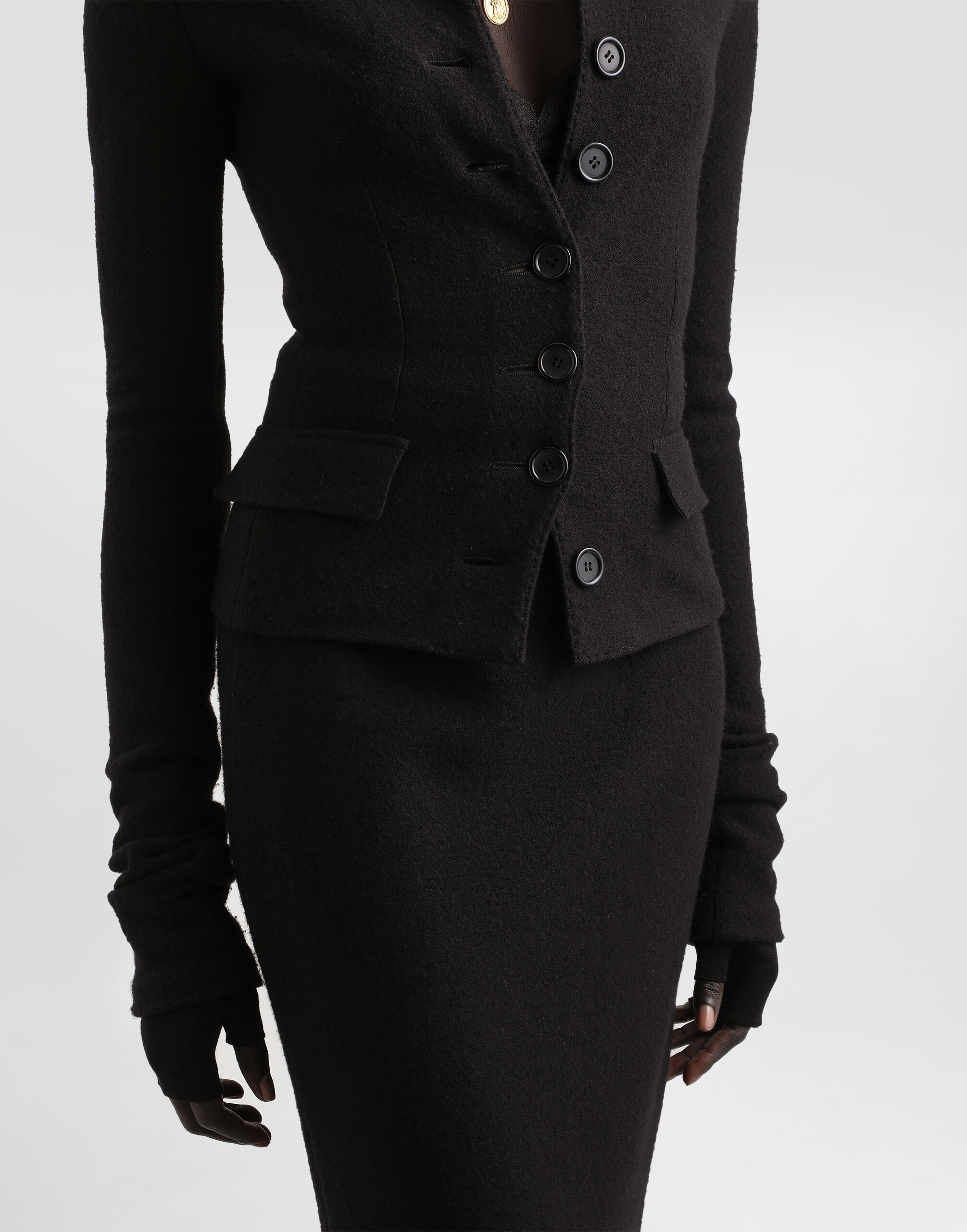 Single-breastedwool cloth jacket - thumbnail 5