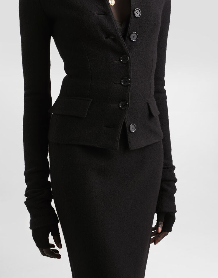 Dolce & Gabbana Single-breastedwool cloth jacket Black F27HFTHU2BB
