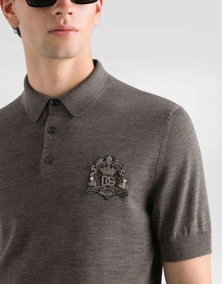 Dolce & Gabbana Virgin wool polo shirt Grey GXZ02ZJDVG8
