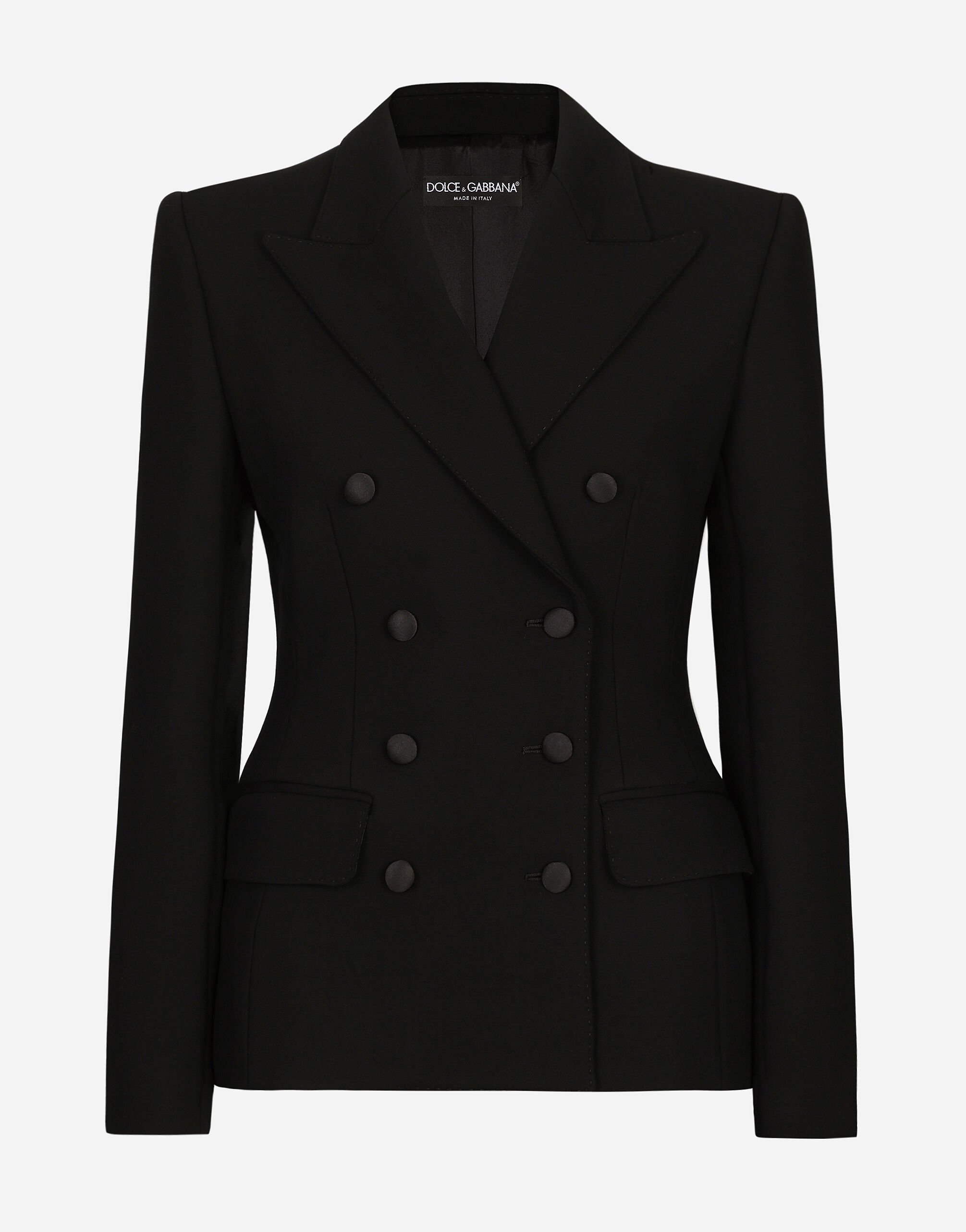 Dolce & Gabbana Zweireihige Jacke Dolce aus Wolle mit Wattierung an den Seiten Black F6JFFTMLRAB