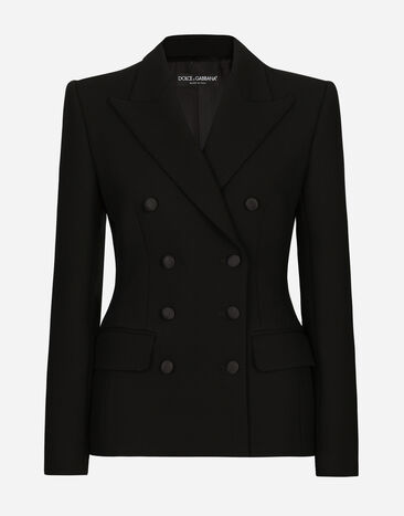 Dolce & Gabbana Double-breasted wool Dolce jacket with padded sides Black F27AGTFMTAC