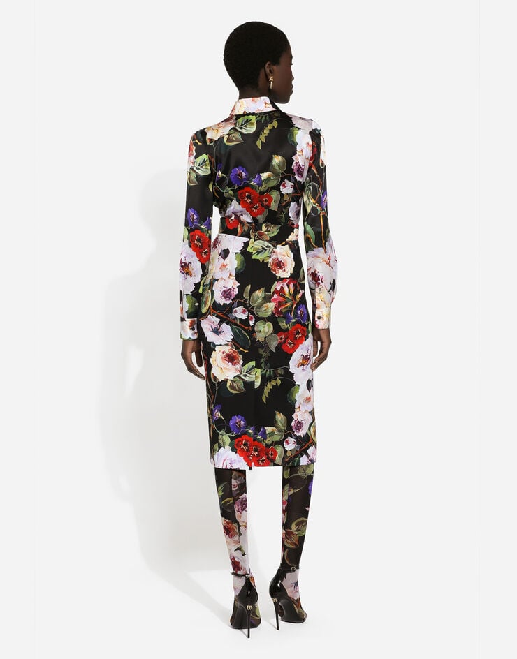 Dolce & Gabbana 로즈 가든 프린트 새틴 셔츠 인쇄 F5R63TFSA59