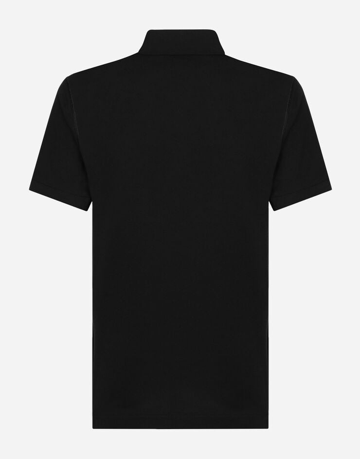Dolce&Gabbana قميص بولو من قطن بيكيه ببطاقة موسومة أسود G8PL4TG7F2H