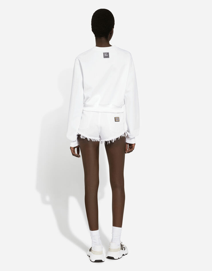 Dolce&Gabbana ショートスウェットシャツ ジャージー ネックロゴエンブロイダリー ホワイト F9P35ZGDB4A