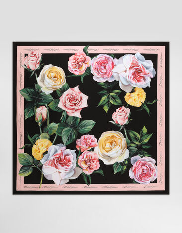 Dolce & Gabbana Rose and peony-print silk twill foulard (90x90) Gold WNR4C5W1111