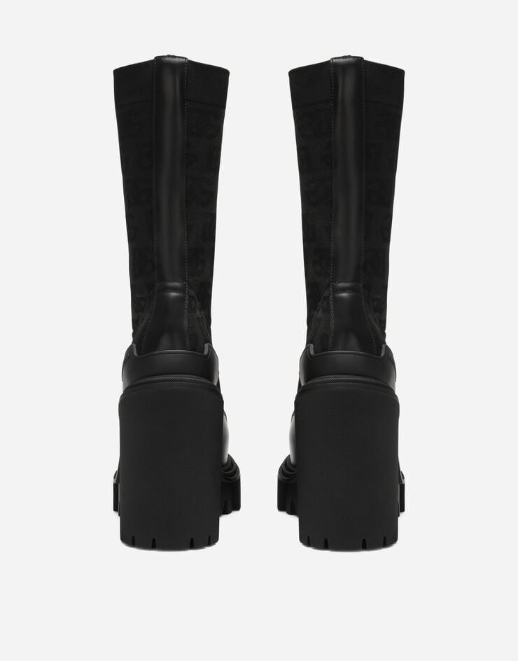 Dolce & Gabbana حذاء بوت برقبة للكاحل من نسيج شبكي مرن بشعار DG بالكامل أسود CT0948AD971