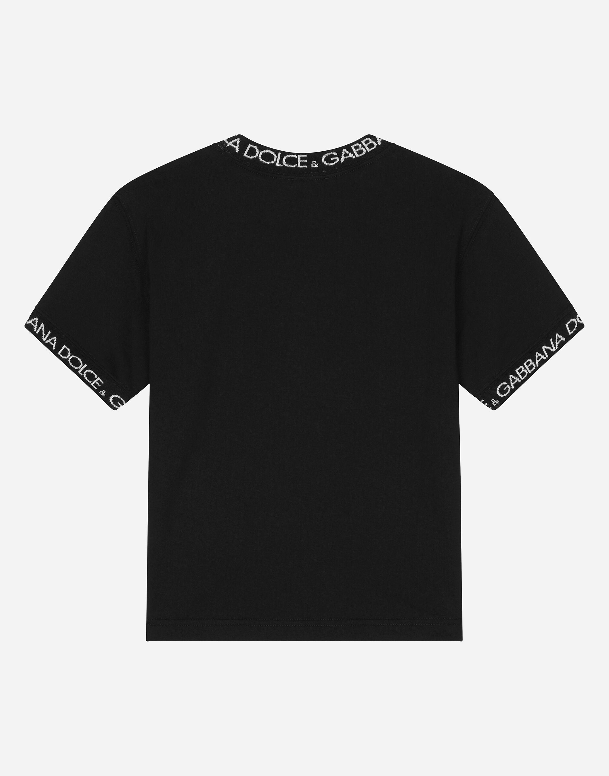 Jersey T shirt with logo label in Negro for Boys Dolce Gabbana
