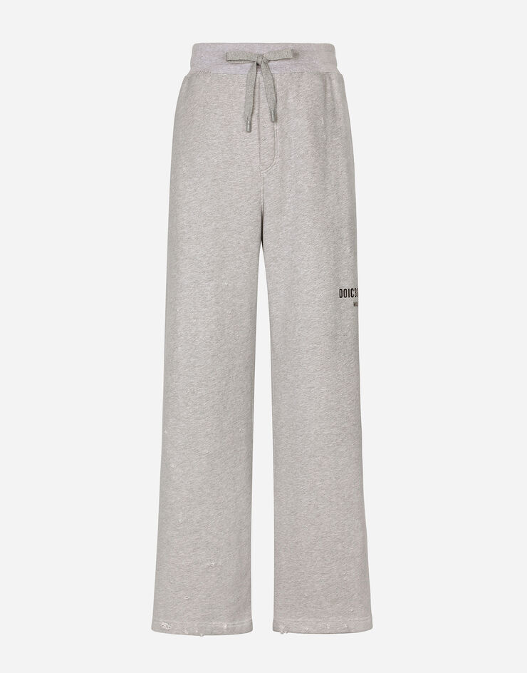 Dolce&Gabbana Pantalone jogging stampa e piccole abrasioni Grigio GVZ7ATG7KX9