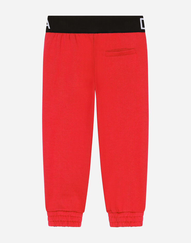 Dolce & Gabbana Pantaloni jogging in jersey con elastico logato Red L5JP9GG7E3Z
