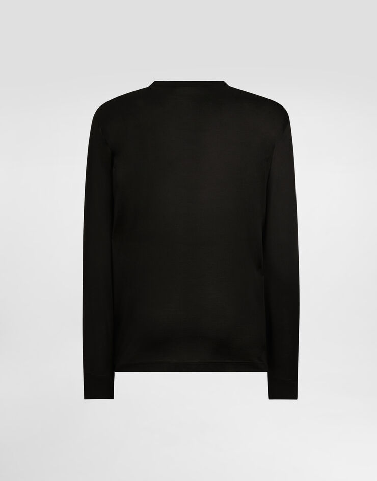 Dolce & Gabbana Serafino long sleeve silk t-shirt Black G8SX7ZFU75F