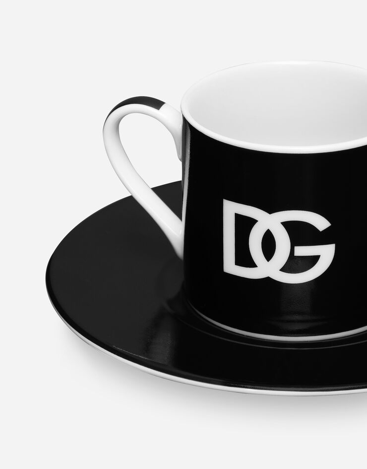 Dolce & Gabbana Set 2 Porcelain Espresso Cups with Saucers Multicolor TC0S08TCAK3