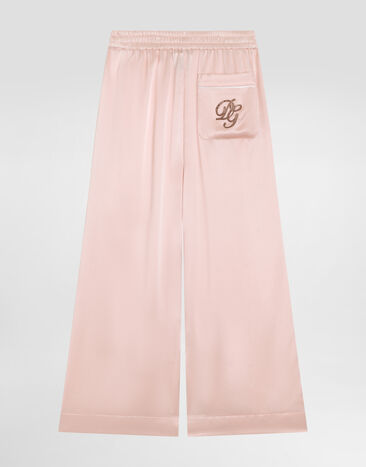 Dolce & Gabbana سروال بيجامة حرير وردي L53P44FU1AU