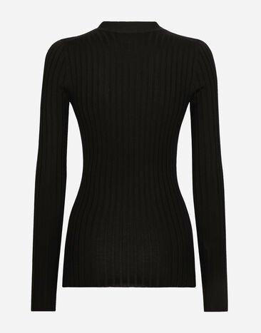 Dolce & Gabbana Джемпер из шерсти в плоский рубчик черный FXB46TJCVP5