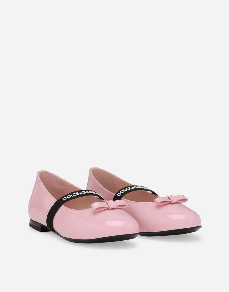 Dolce & Gabbana Patent leather ballet flats with bow Pink D11294A4831