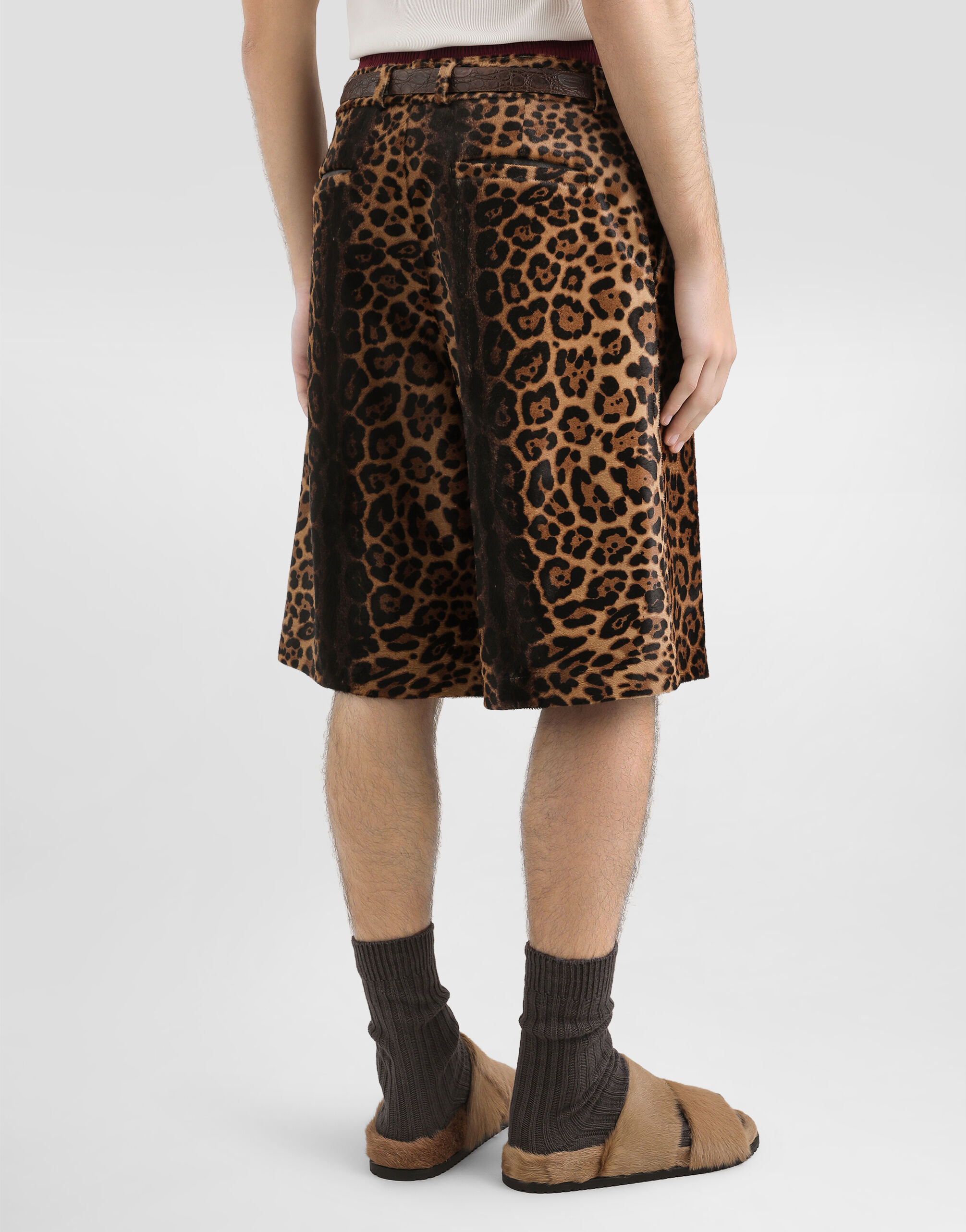 Leopard-print calfskin trousers - thumbnail 5