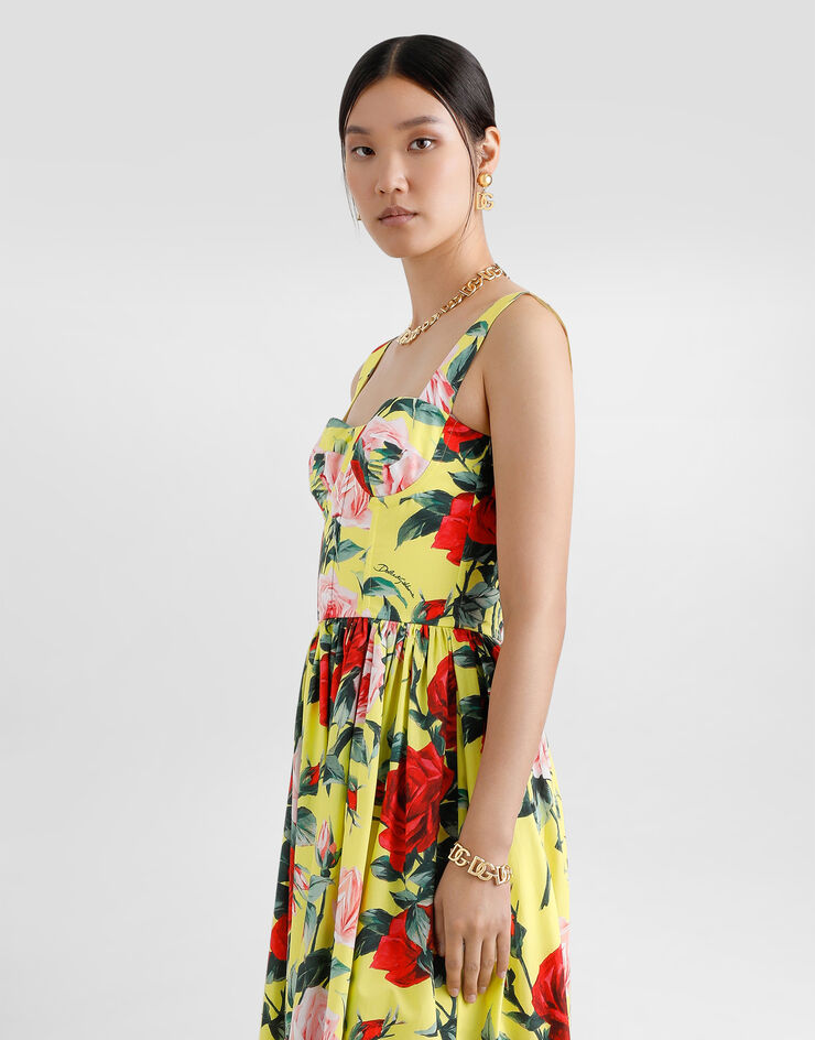 Dolce & Gabbana Short cotton sundress with gardenia print Print F6ZT1THS5TF