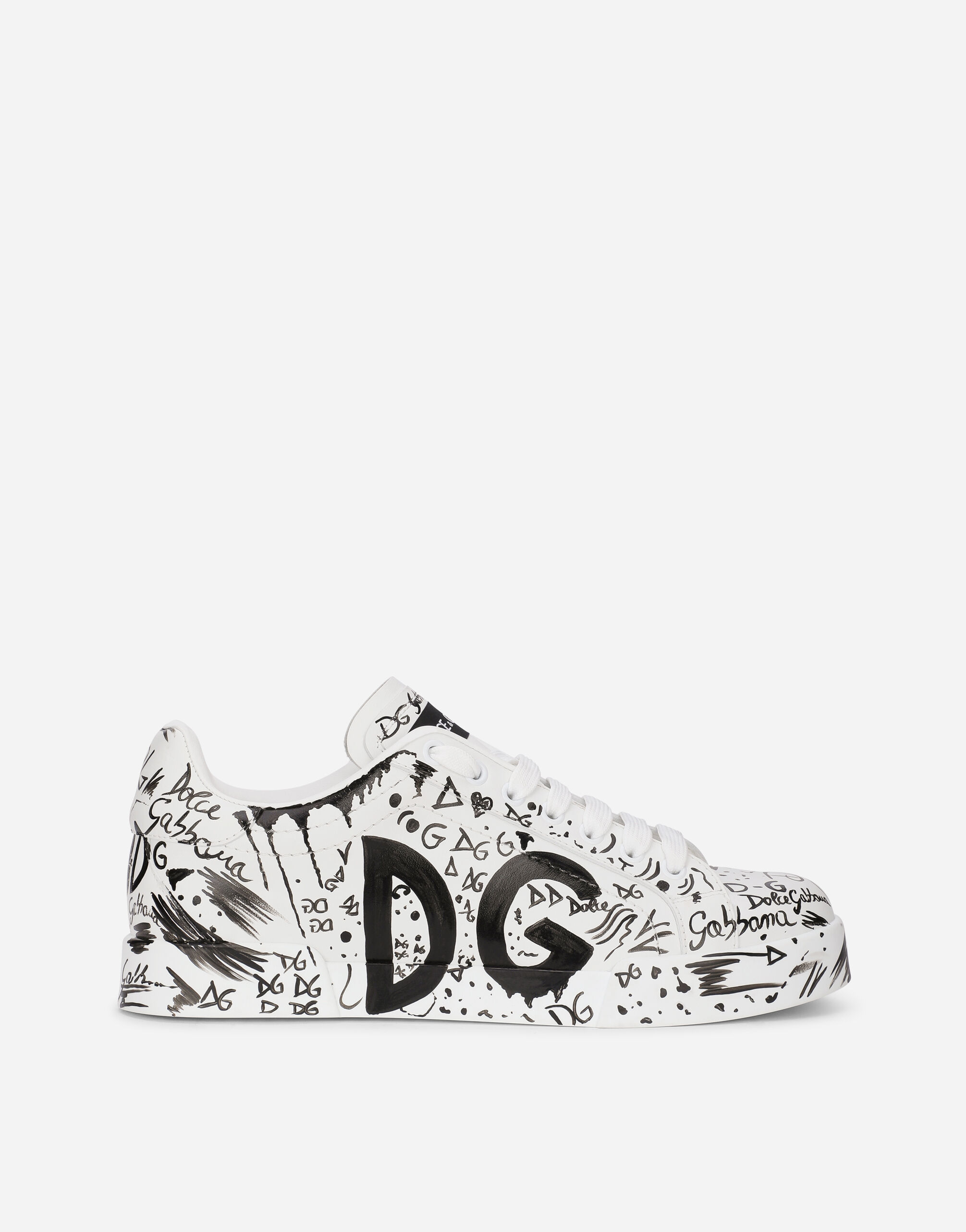 Calfskin Portofino sneakers with logo print in Multicolor for Women Dolce Gabbana US