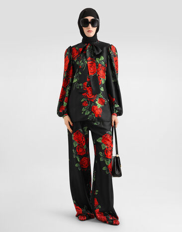 Dolce & Gabbana Rose-print vanity silk trousers Multicolor FTDNCTIS137