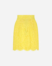 Dolce & Gabbana Branded floral cordonetto lace miniskirt Yellow F4CRQTFLSJM
