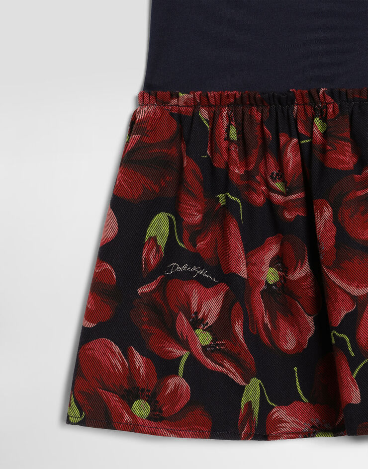 Dolce & Gabbana Vestido en algodón con estampado de amapolas  L5JDAWG7P6Y