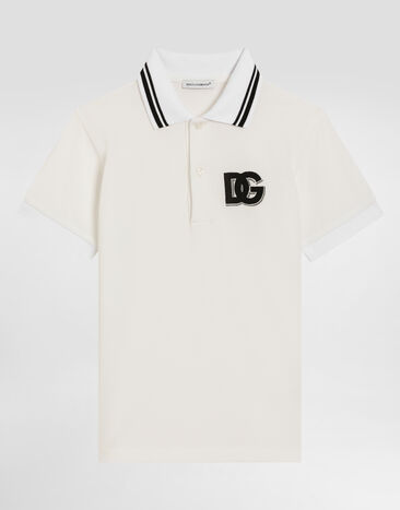 Dolce & Gabbana Piqué polo-shirt with DG logo Blue L4JWLGG7OLL
