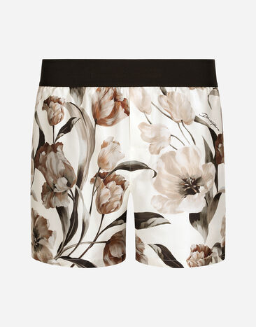 Dolce & Gabbana Shorts aus Seide Blumenprint Drucken G031TTHI1SV