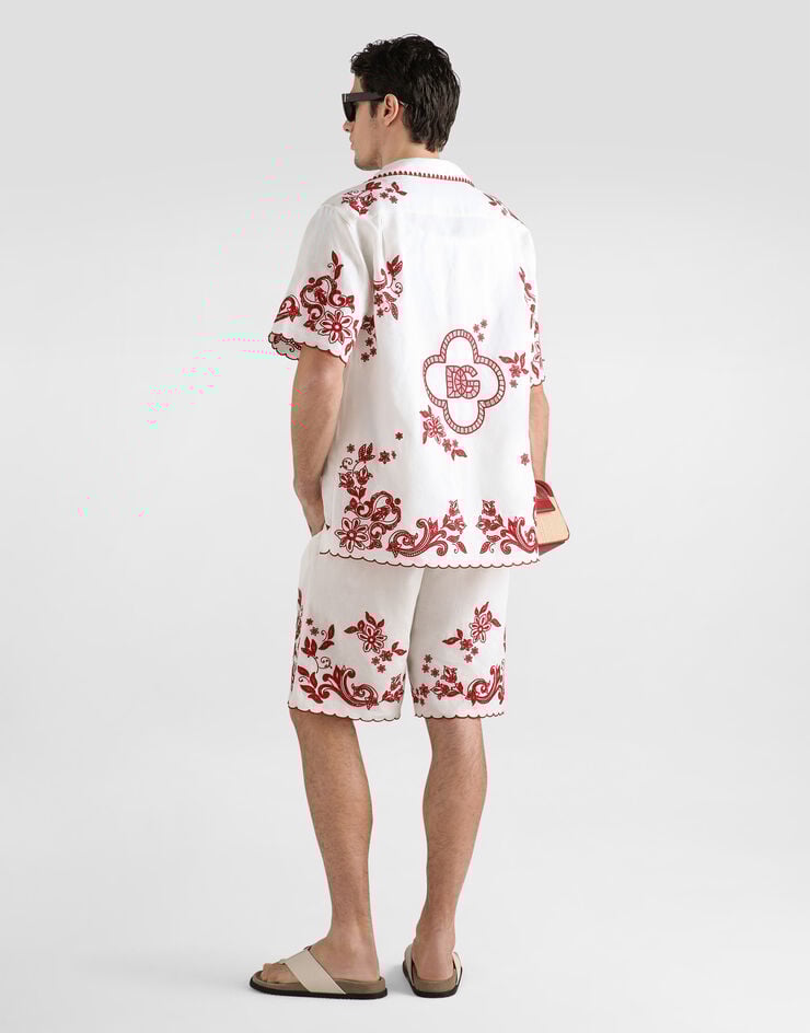 Dolce & Gabbana Embroidered linen vanity bermuda Dolce & Gabbana Embroidered linen vanity bermuda White GP23UZGK409
