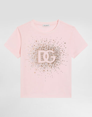 Dolce & Gabbana Jersey T-shirt with rhinestone details White L5JTNKG7O9K