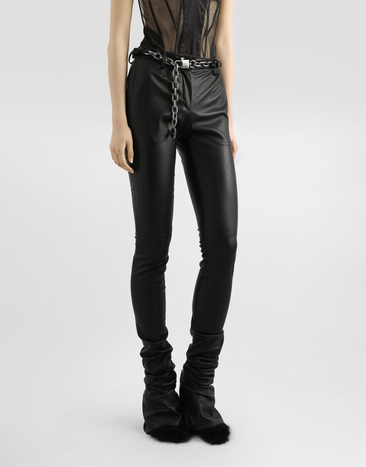 Dolce & Gabbana Stretch nappa leather trousers Black FTDFKLHULYL