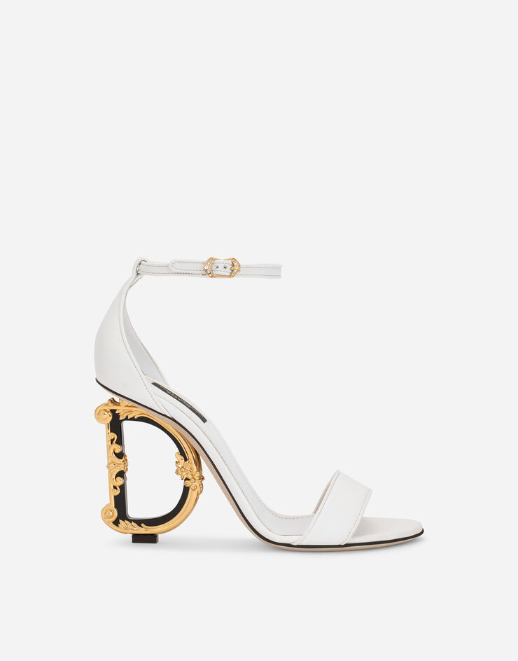 Dolce & Gabbana Nappa leather sandals with baroque DG detail White CR0739AV967