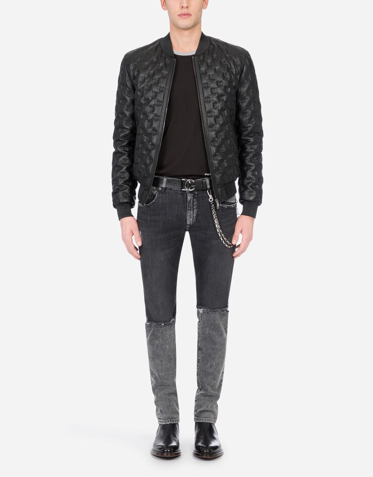 Dolce & Gabbana Quilted leather jacket with DG embroidery BLACK G9SP0LHULJA
