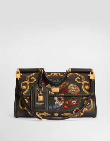 Dolce & Gabbana 미디엄 My Sicily 핸드백 파인 스티치 자수 장식 멀티 컬러 BB7782B3T62