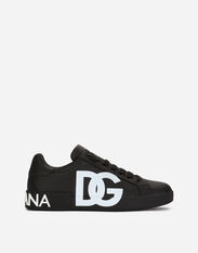 Dolce & Gabbana Sneaker Portofino in pelle di vitello nappata con logo DG stampato Nero BC4646AX622