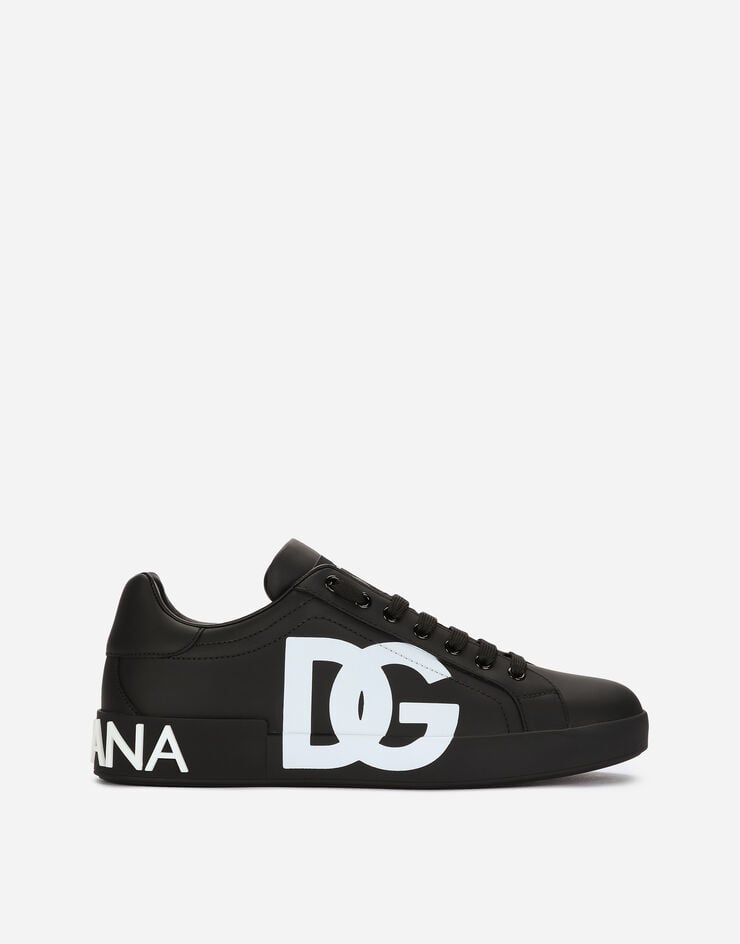 Dolce & Gabbana Calfskin nappa Portofino sneakers with DG logo print Black CS1772AC330