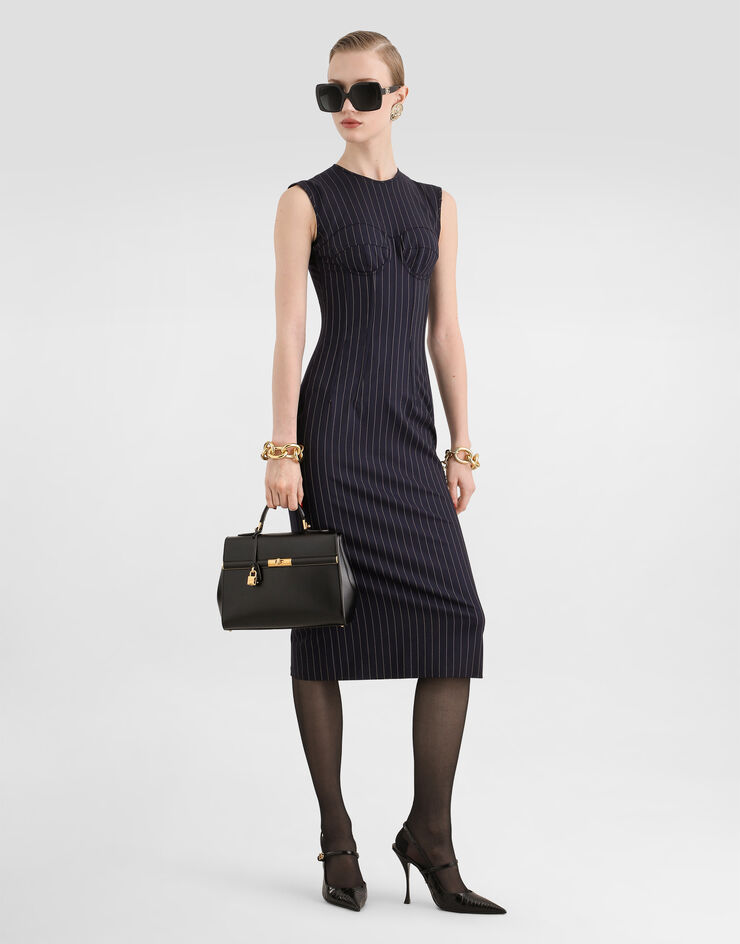 Dolce & Gabbana 连衣裙 羊毛 修身剪裁 针条纹效果 多色 F6BDJTFRBDR