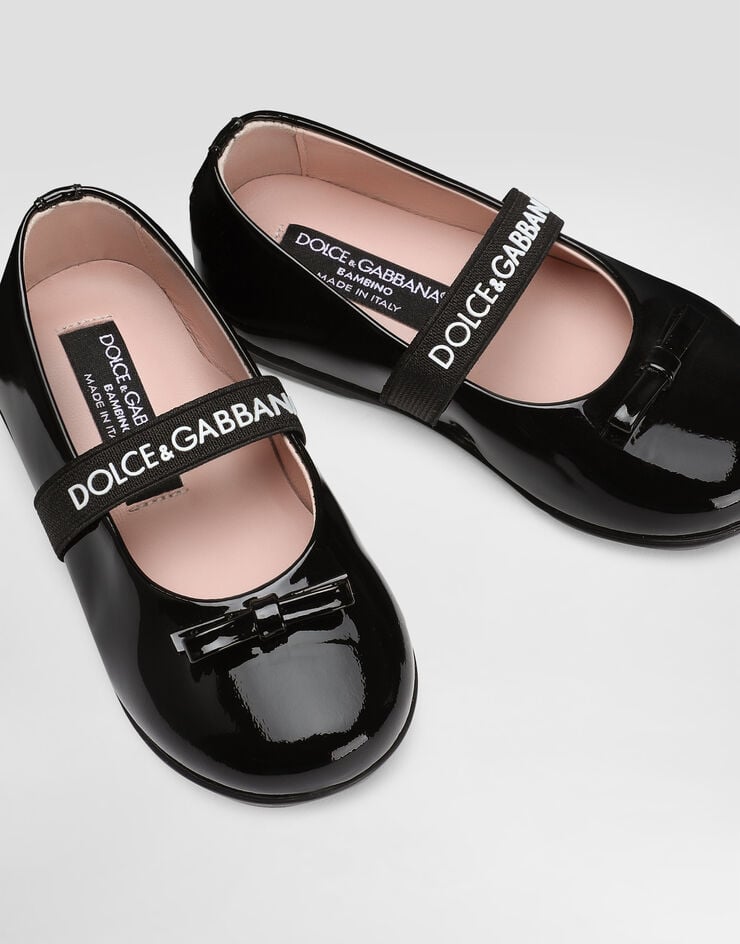 Dolce & Gabbana Patent leather ballet flats with bow Black D20093A4831