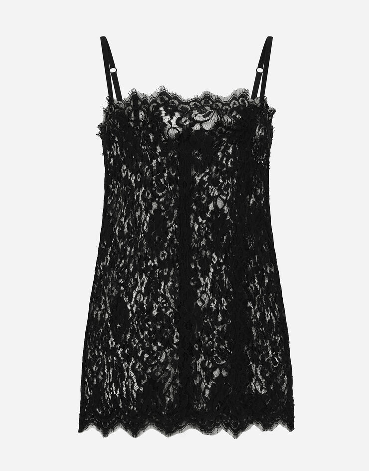 Dolce & Gabbana Top aus Spitze Schwarz F7AD2TFLSFV