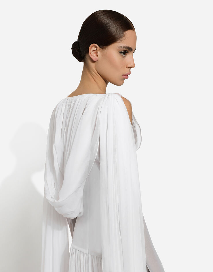 Dolce & Gabbana Vestido largo con detalles estilo corsé de chifón Blanco F6JEPTGDCF2