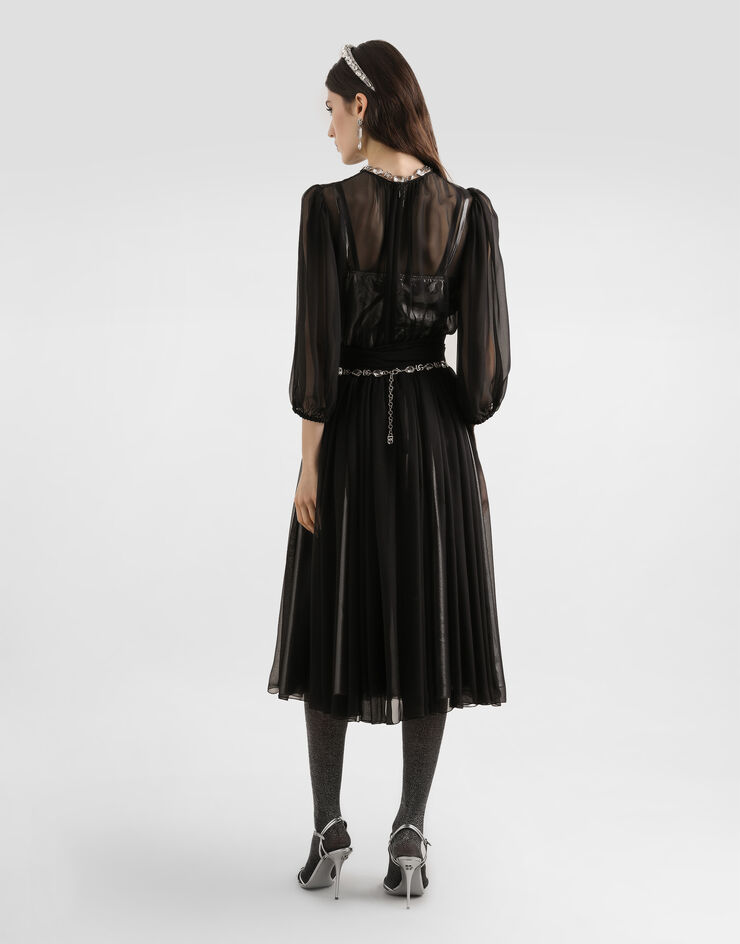 Dolce & Gabbana Vestido de chifón  Black F60H3TFU1AT