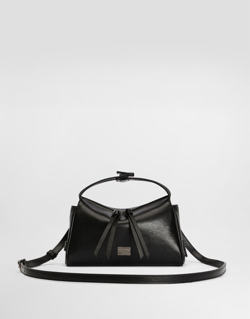 Mini Vittoria Calfskin Handbag Black