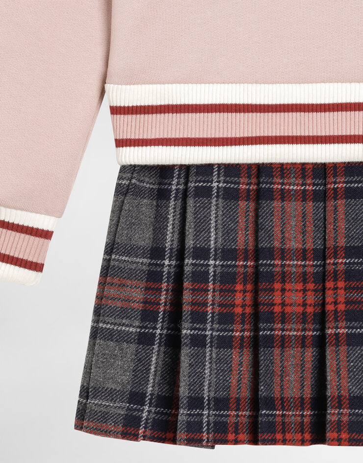 Dolce & Gabbana Fleece and tartan dress with Dolce&Gabbana print Multicolor L5JDAKG7PHB