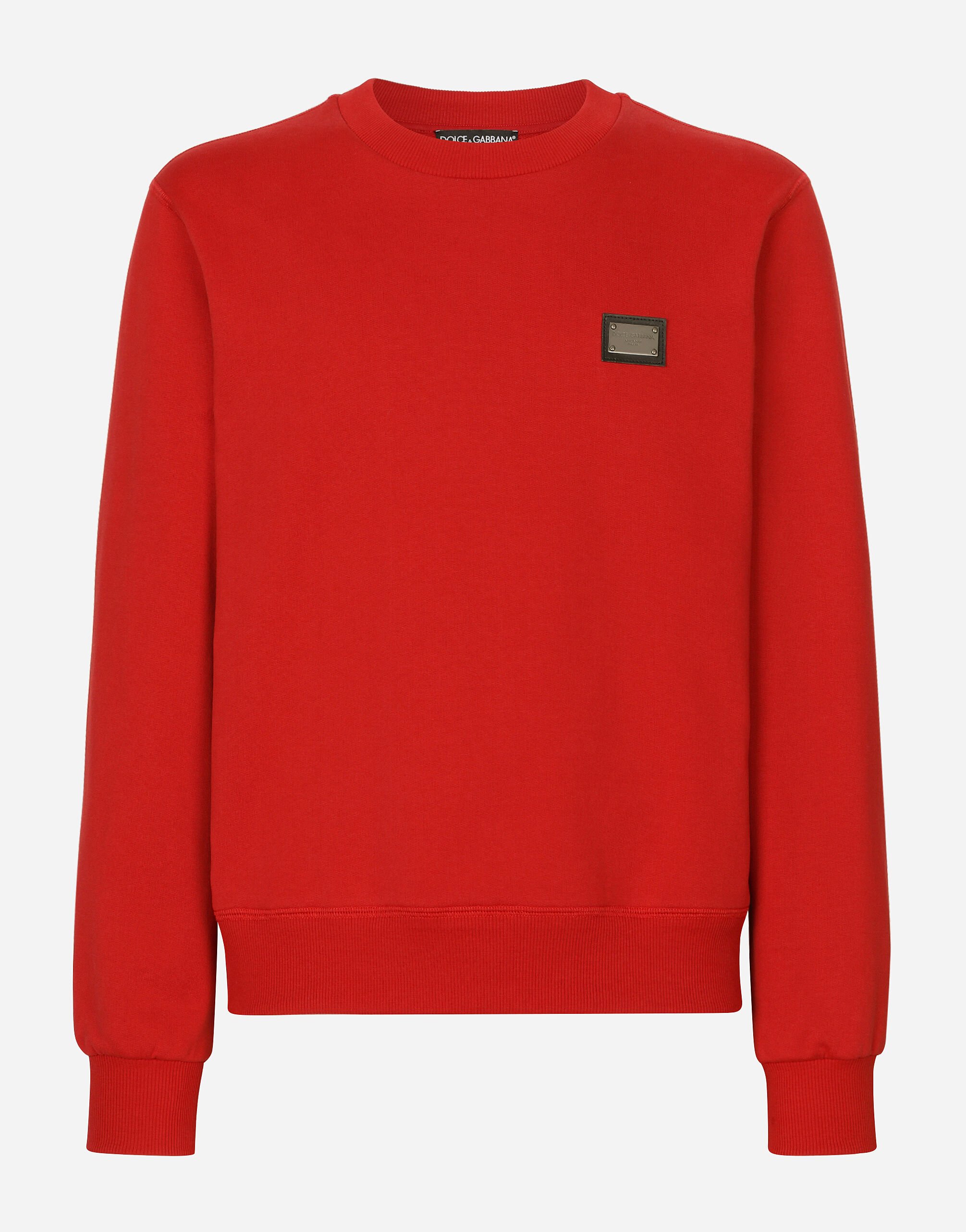 Dolce&Gabbana Jersey sweatshirt with branded tag Red G9ZU0TG7F2G