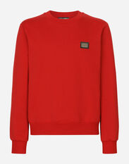 Dolce & Gabbana Jersey sweatshirt with branded tag Grey G9IF0TG7JYX
