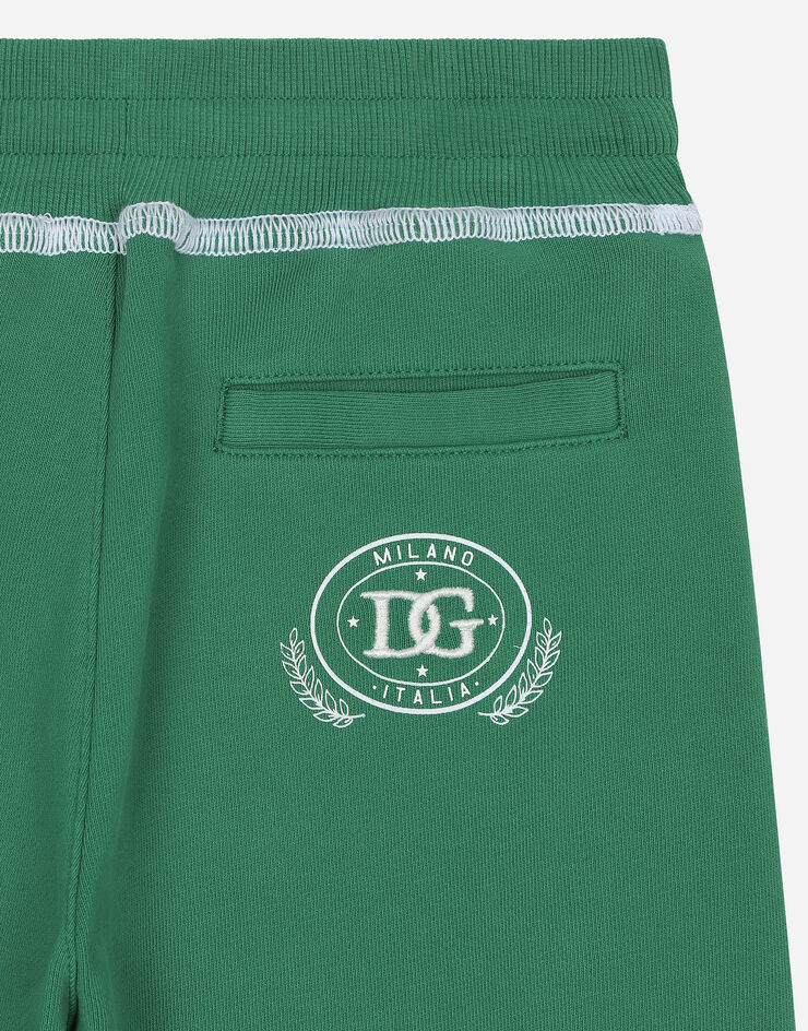 Dolce & Gabbana Jersey shorts with contrasting stitching and DG logo Green L4JQT6G7NVV