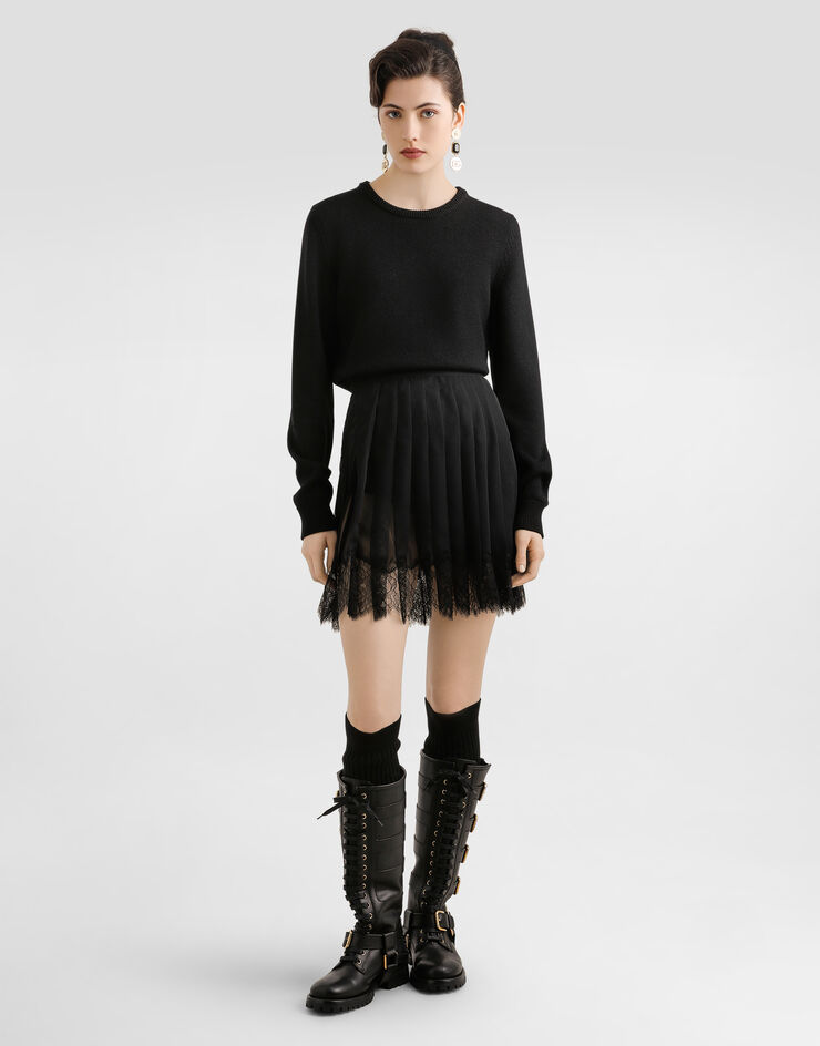 Dolce & Gabbana Pleated chiffon short skirt Black F4CNCTFUSNW