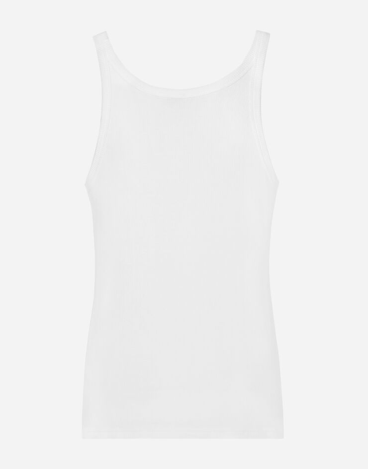 Dolce & Gabbana Tanktop gerippte Baumwolle Weiss M8C19JONN96